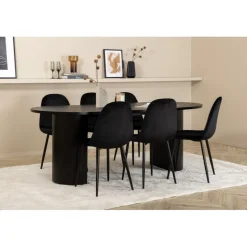 Bianca Oval Spisebordssæt 200 cm - Sort
