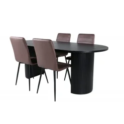 Bianca Oval Spisebordsæt - Sort og Brun