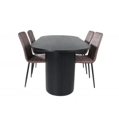 Bianca Oval Spisebordsæt - Sort og Brun