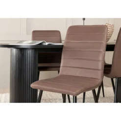 Bianca Oval Spisebordsæt - Sort og Brun