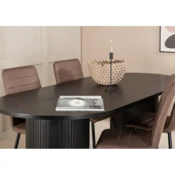 Bianca Oval Spisebordsæt - Sort og Brun