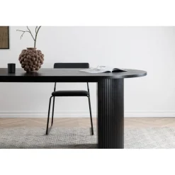 Bianca Ovalt Lamel Spisebord 200x90cm - Sort