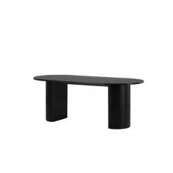Bianca Ovalt Lamel Spisebord 200x90cm - Sort