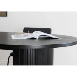 Bianca Ovalt Lamel Spisebord 200x90cm - Sort