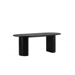 Bianca Ovalt Lamel Spisebord 200x90cm - Sort
