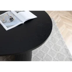 Bianca Ovalt Lamel Spisebord 200x90cm - Sort