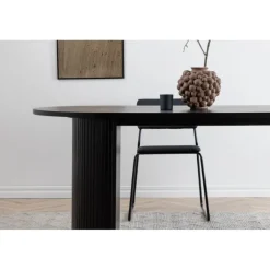 Bianca Ovalt Lamel Spisebord 200x90cm - Sort