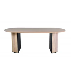 Bianca Ovalt spisebord - Sort og Natur