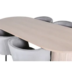 Bianca Ovalt Spisebordssæt - Sort, Grå, Natur og Hvid