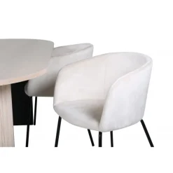 Bianca Ovalt spisebordssæt - Beige og Sort