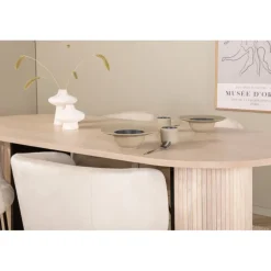 Bianca Ovalt spisebordssæt - Beige og Sort