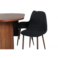 Bianca Ovalt spisebordssæt - Sort og Valnød