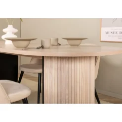 Bianca Ovalt spisebordssæt - Beige og Sort