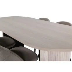 Bianca Ovalt spisebordssæt - Beige og Sort