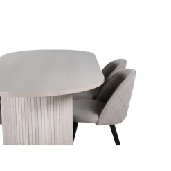 Bianca Ovalt spisebordssæt - Beige og Sort