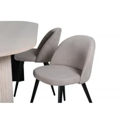 Bianca Ovalt spisebordssæt - Beige og Sort