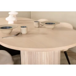 Bianca Ovalt spisebordssæt - Beige og Sort