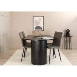 Bianca Ovalt spisebordssæt - Sort og Grå