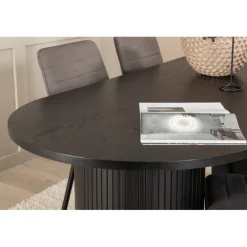 Bianca Ovalt spisebordssæt - Sort og Grå