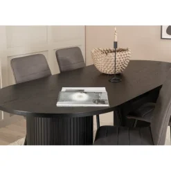 Bianca Ovalt spisebordssæt - Sort og Grå