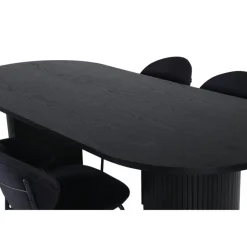 Bianca Ovalt spisebordssæt - Sort