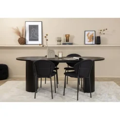Bianca Ovalt spisebordssæt - Sort