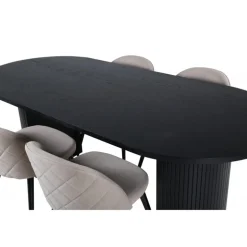 Bianca Ovalt Spisebordssæt - Beige og Sort