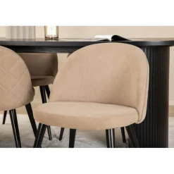 Bianca Ovalt Spisebordssæt - Beige og Sort