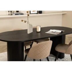Bianca Ovalt Spisebordssæt - Beige og Sort