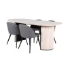 Bianca Ovalt spisebordssæt - Sort, Grå, Natur og Hvid