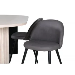 Bianca Ovalt spisebordssæt - Sort, Grå, Natur og Hvid