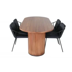 Bianca Ovalt spisebordssæt - Sort og Natur