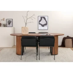 Bianca Ovalt spisebordssæt - Sort og Natur