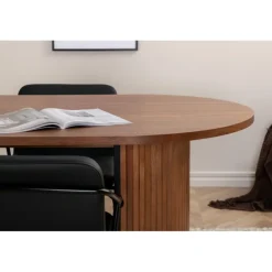 Bianca Ovalt spisebordssæt - Sort og Natur