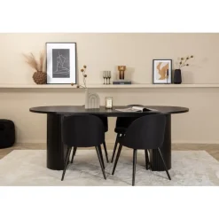 Bianca Ovalt spisebordssæt - Sort