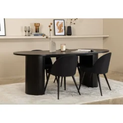 Bianca Ovalt spisebordssæt - Sort