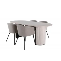 Bianca Ovalt spisebordssæt - Beige og Sort