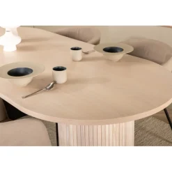 Bianca Ovalt spisebordssæt - Beige og Sort