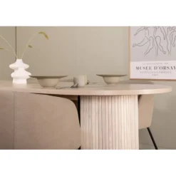 Bianca Ovalt spisebordssæt - Beige og Sort