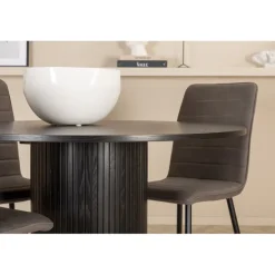 Bianca Rund Spisebordsæt - Sort og Grå