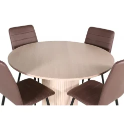 Bianca Rund Spisestuesæt - Sort og Brun og - Natur