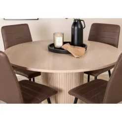 Bianca Rund Spisestuesæt - Sort og Brun og - Natur