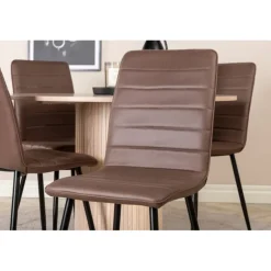 Bianca Rund Spisestuesæt - Sort og Brun og - Natur