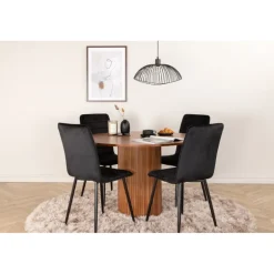 Bianca Rundt Spisebordssæt - Sort og Natur