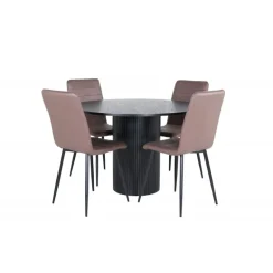 Bianca Rundt Spisebordssæt - Sort og Brun