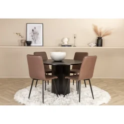 Bianca Rundt Spisebordssæt - Sort og Brun