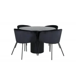 Bianca Rundt Spisebordssæt - Sort