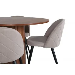 Bianca Rundt Spisebordssæt - Beige, Sort og Natur