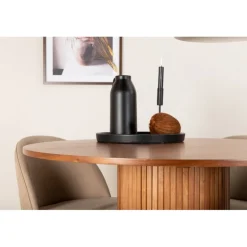 Bianca Rundt Spisebordssæt - Beige, Sort og Natur