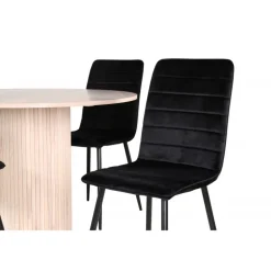 Bianca Rundt Spisebordssæt - Sort, Natur og Hvid